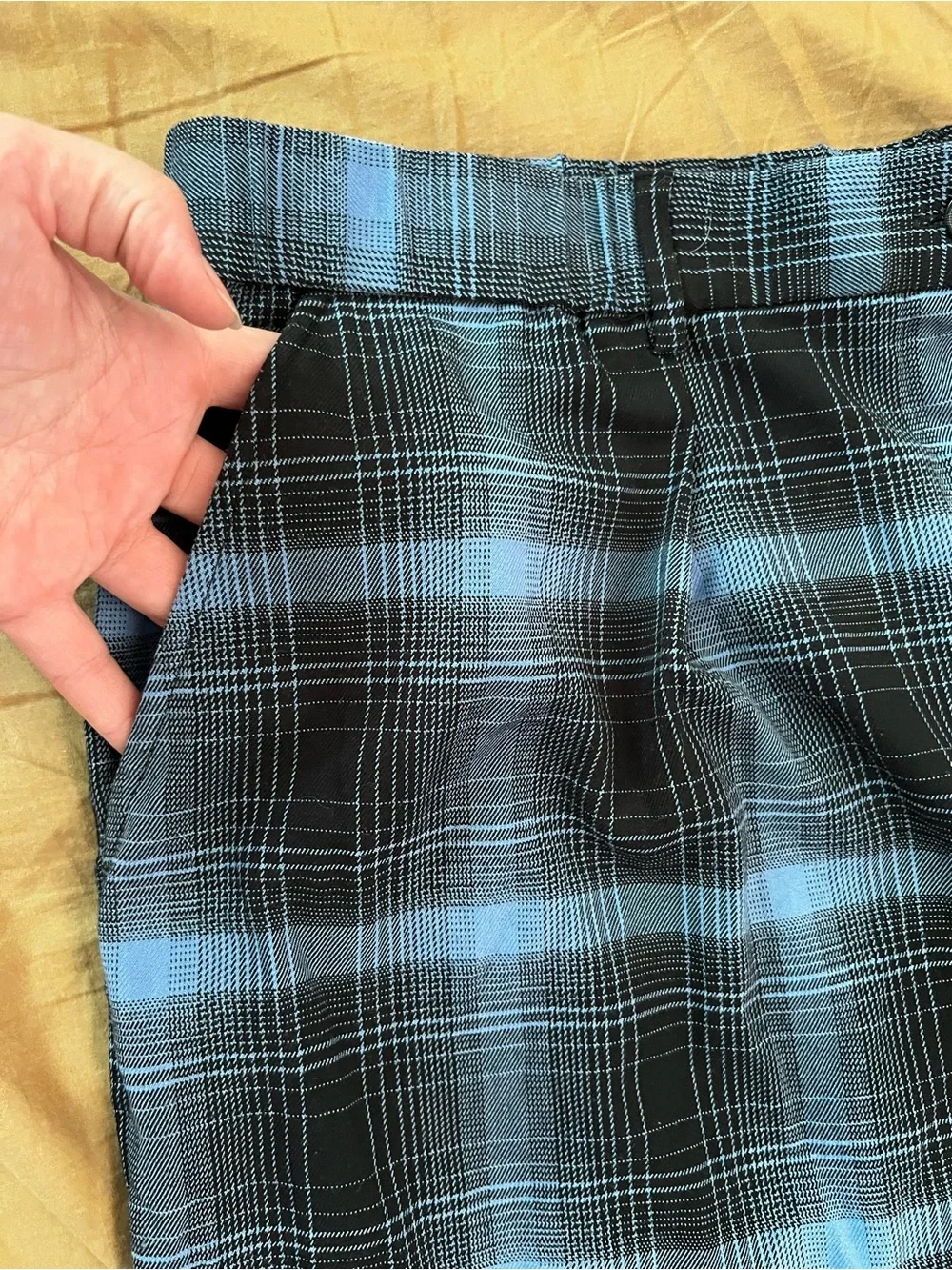 Wildfang Black and Blue Plaid High-waist Trousers